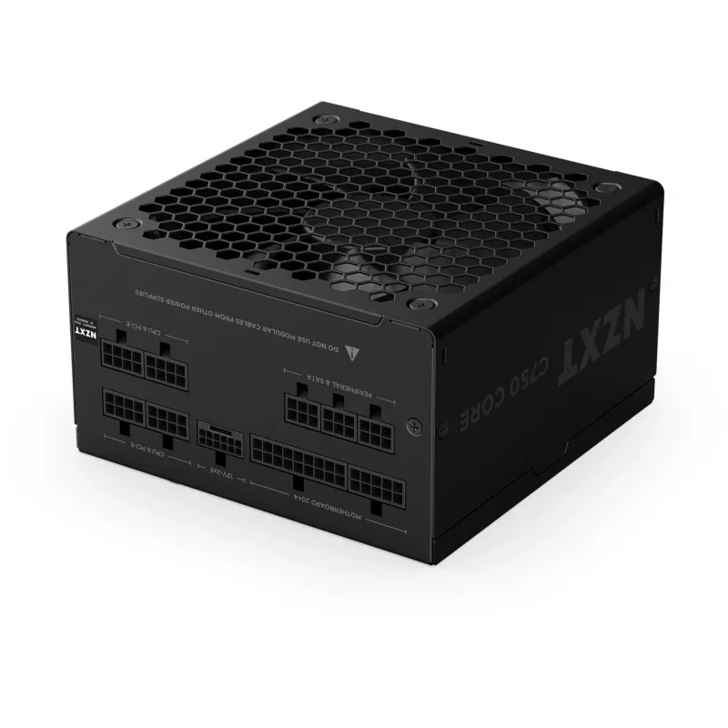 NZXT C750 Gold Core, 750W, juodas, 1x 12 kontaktų GPU, 3x PCIe, kabelių valdymas