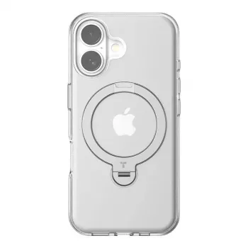 Apsauginis permatomas dėklas Torras Ostand Spin, skirtas iPhone 16 – skaidrus, plonas