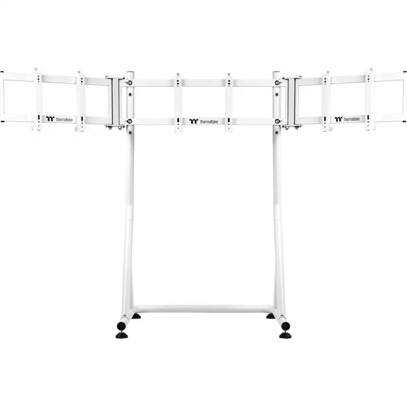 Triple Monitor Stovas Snow, skirta lenktynių simuliatoriaus kėdei GR500, Monitoriaus laikiklis Baltas, tinka 32–55 colių monitoriams
