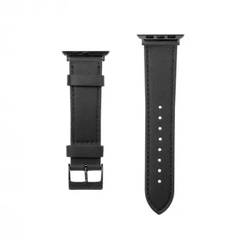 Odinė apyrankė Apple Watch FIXED FIXLST-434-BK — juoda, keičiama juostelė