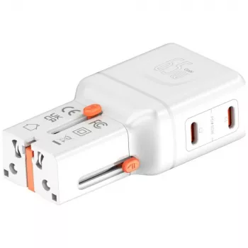 Kelioninis įkroviklis World 65W USB-C + USB-A baltas