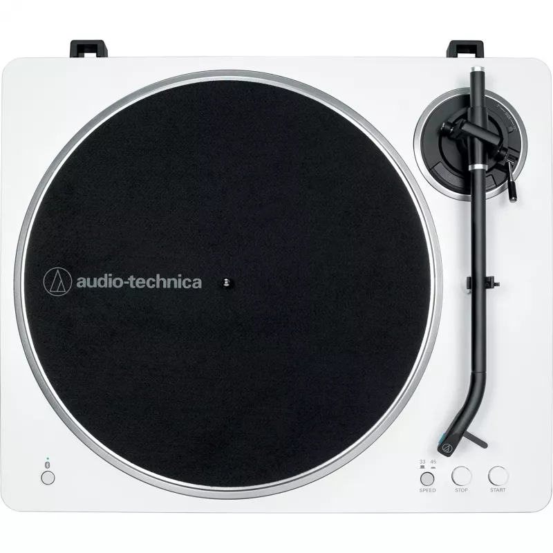 Plaščiųjų juostų automatinė vinilinė plokštelė Audio-Technica AT-LP70XBT sidabrinė balta