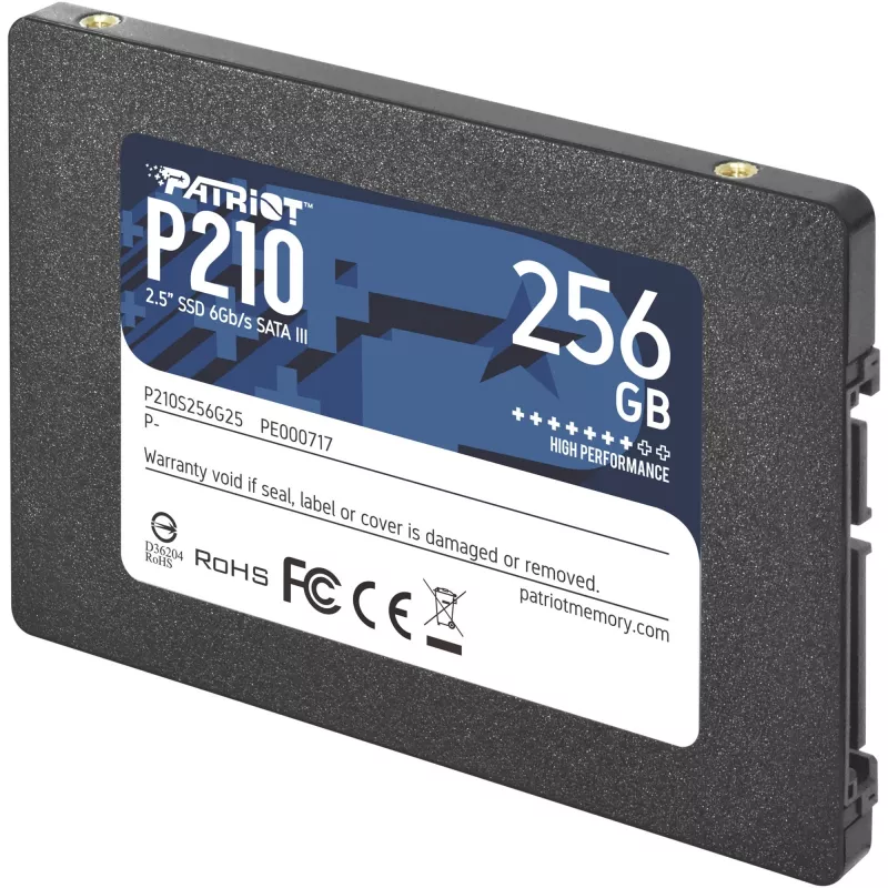 SSD Patriot P210 256 GB SATA III (2,5 colio) – 500 MB/s skaitymas, 400 MB/s rašymas, 7 mm