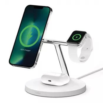 Belaidis greitasis kroviklis Belkin WIZ017vfWH ausinėms, išmaniesiems telefonams ir laikrodžiams, 15 W, baltas
