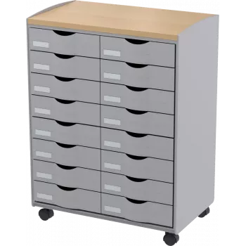 Mobilus stalčių vežimėlis Paperflow DT162N.02.23, 16 stalčių, 55,2×74,5×35 cm, pilkas