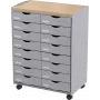 Mobilus stalčių vežimėlis Paperflow DT162N.02.23, 16 stalčių, 55,2×74,5×35 cm, pilkas