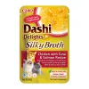 Šlapias skanėstas katėms INABA Dashi Delights Silky Broth – Vištiena su tunu ir lašiša, 40 g paketėlis, 93% drėgmės, virškinimo palaikymui