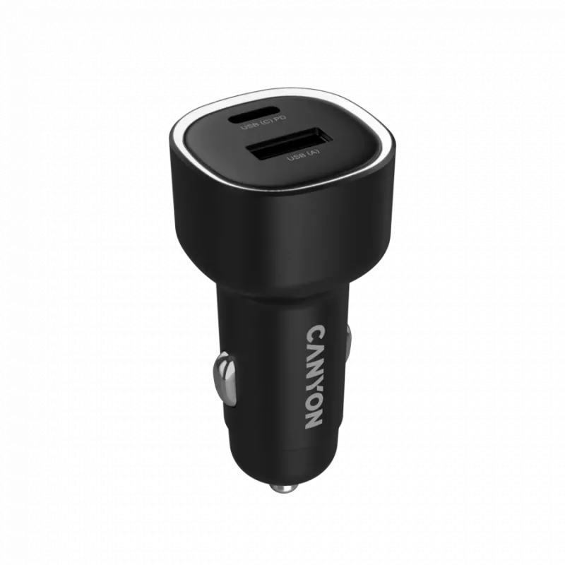 Automobilinis įkroviklis CANYON OnDrive 48 PD 48W USB-A+USB-C juodas