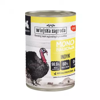 Šlapias kačių ėdalas wiejskazagroda Monoprotein Turkey 400 g – jaunikliams, be grūdų, vieno baltymo