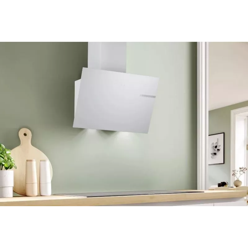 Sieninis gartraukis Bosch DWK65DK20, 590×325×690 mm, 550 m³/h, 3 greičiai, 62 dB, baltas, aliumininis riebalų filtras