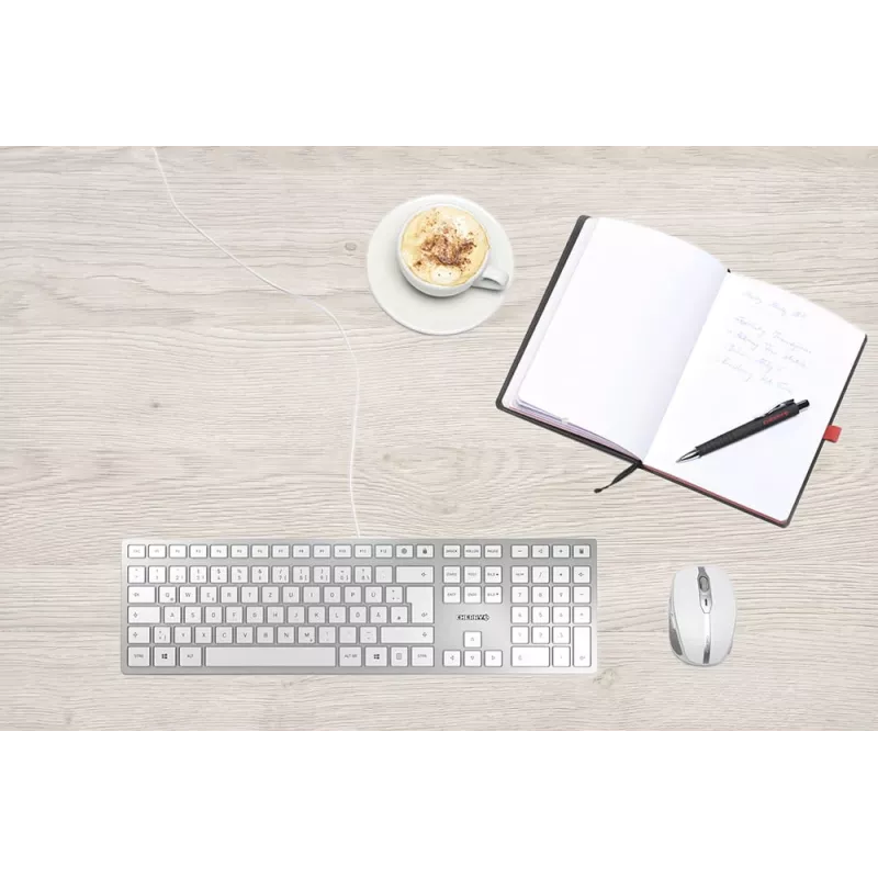 Klaviatūra CHERRY KC 6000 SLIM USB QWERTZ vokiška sidabrinė
