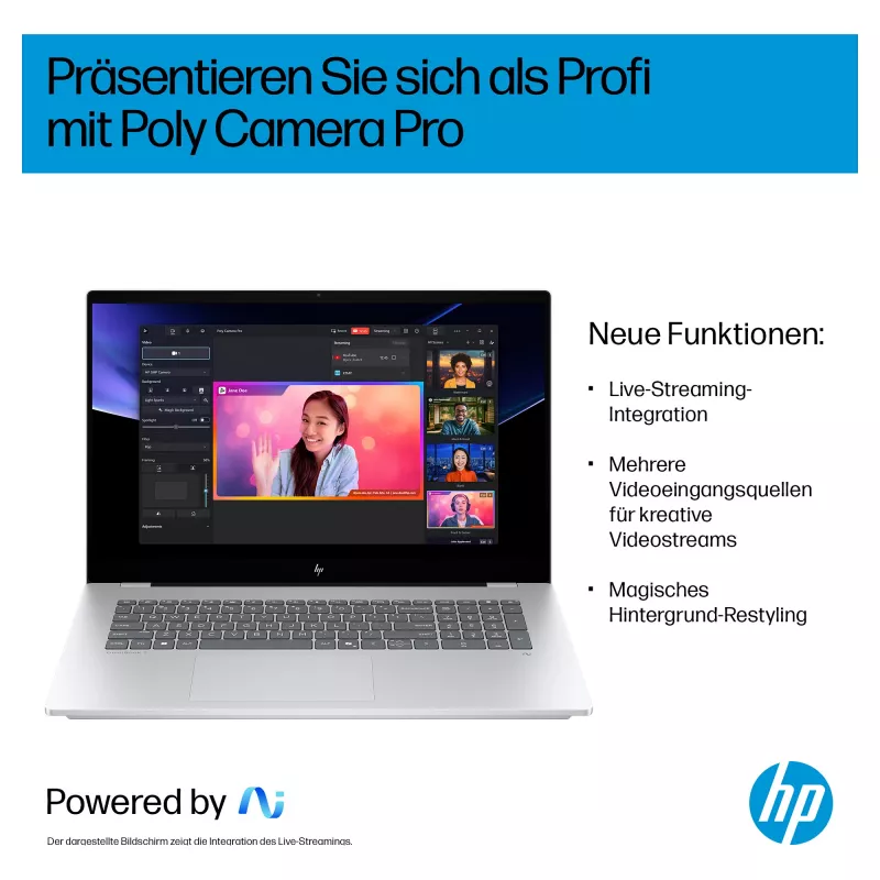 HP OmniBook 7 17-dc0076ng nešiojamas kompiuteris 43,9 cm (17,3 inch) 1920x1080 - Intel Core Ultra 7 258V - 1TB SSD - HDMI / Thunderbolt - Windows 11 Pro - sidabrinis (CV1J8EA#ABD)
