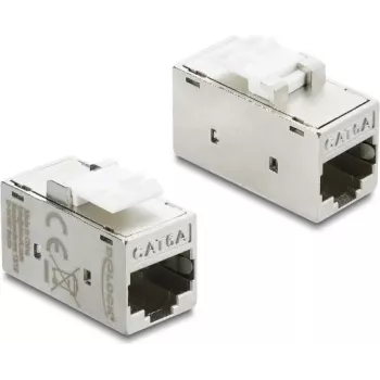 Delock 90989 Keystone jungtis RJ45–RJ45 Cat.6A, metalinė, sidabrinė/balta
