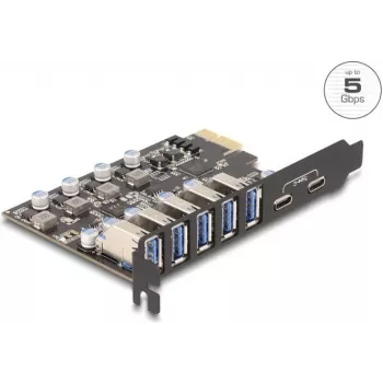 DELOCK PCI Express x1 kortelė 90346 – 5 Gbps, 5 išoriniai prievadai