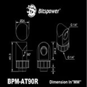 BitsPower Artemis 90° sukamoji jungtis vandens aušinimui – platina pilka (BPM-AT90R-PG)