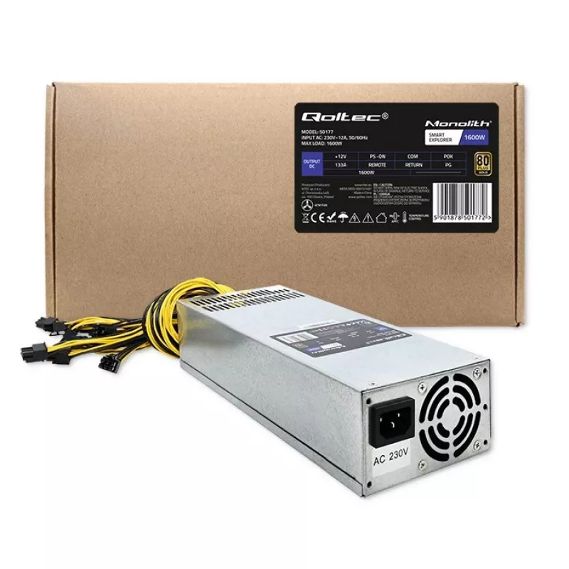 Qoltec 50177 PCI-E maitinimo blokas Smart 1600W | 80 Plus Gold – kasybai