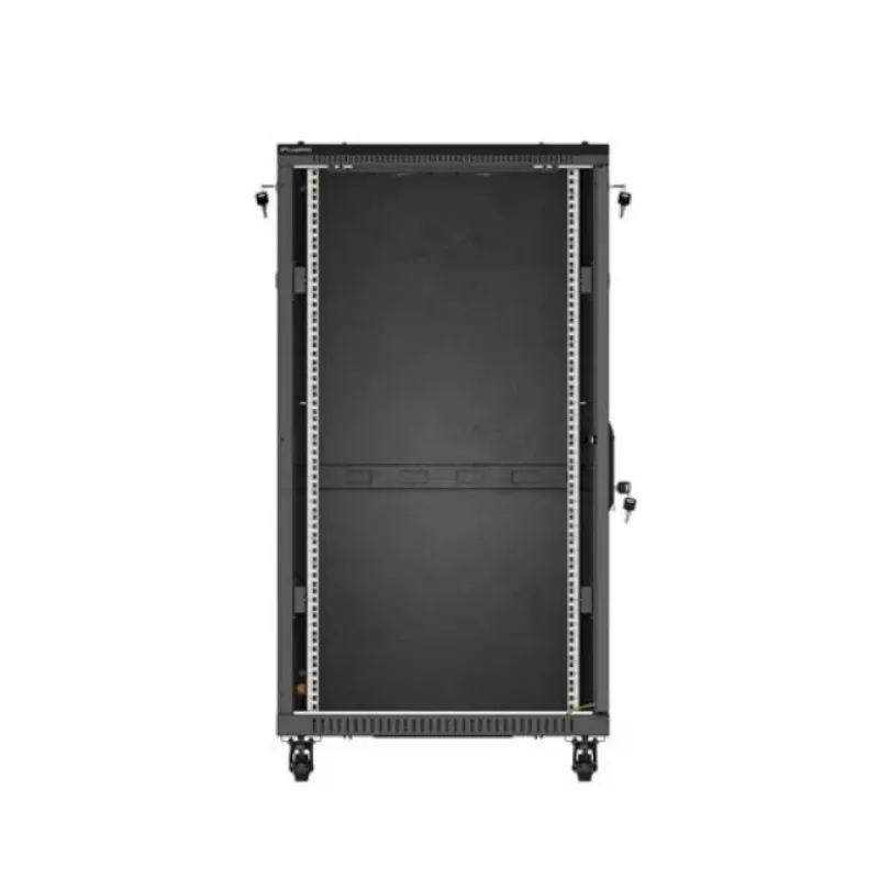Stovo spinta LANBERG FF01-6222-12B 22U 600x1200 mm juoda su stiklinėmis priekinėmis ir galinėmis durelėmis