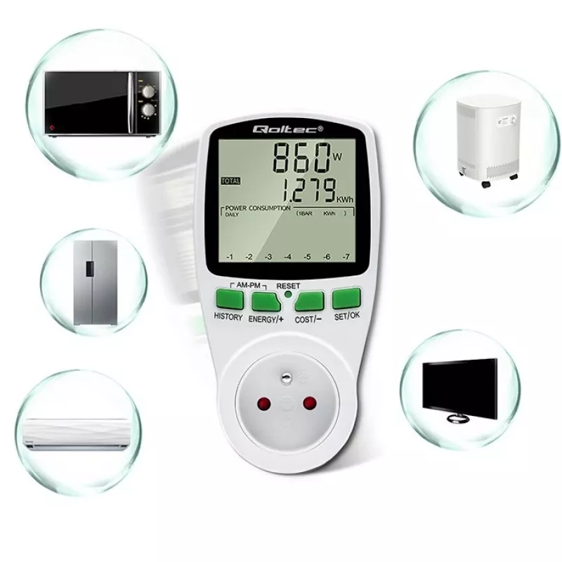 Energijos skaitiklis QOLTEC PM0627 3680W su istorija