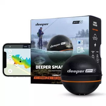 Nešiojamas žuvų ieškiklis Deeper Smart Sonar PRO+ 2, 3 spinduliai, 100 m gylis, 65×65×65 mm, Li‑Ion 950 mAh