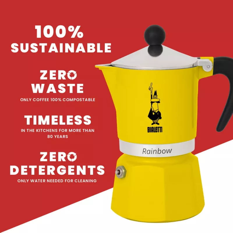 Bialetti Rainbow Black Yellow kavinukas vienam puodeliui