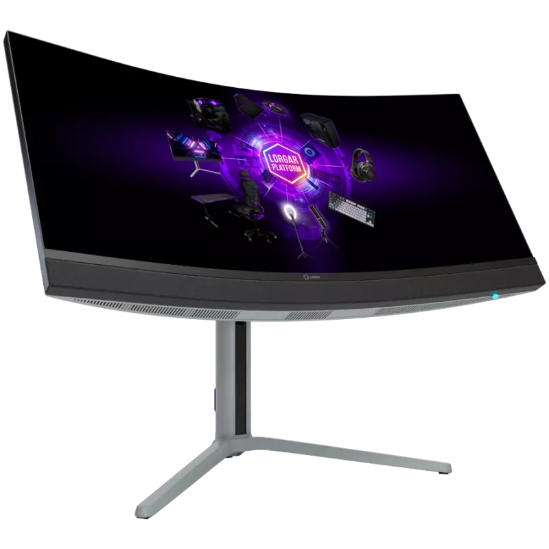 LORGAR 34MP1 UWQHD MiniLED žaidimų monitorius Pro, 34'' (3440*1440) VA lenktas ekranas, juoda/pieno pilka