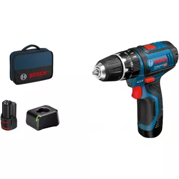 Bosch GSB 12V-15 Professional gręžtuvas 1300 RPM Juoda, Mėlyna