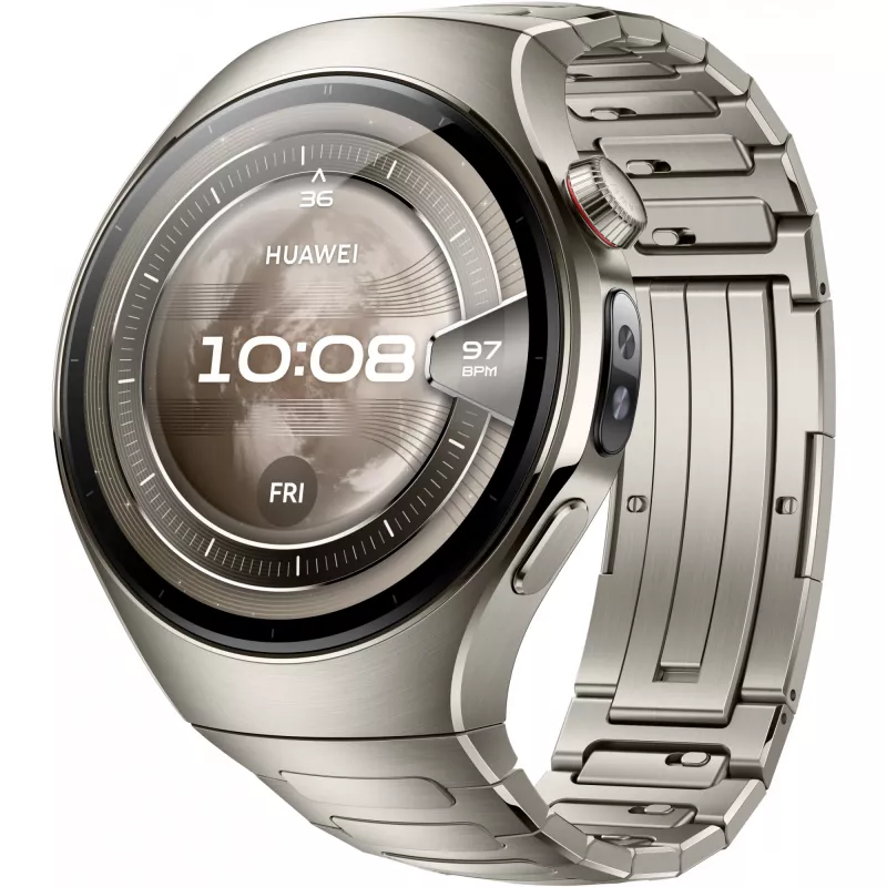 Išmanusis laikrodis HUAWEI WATCH 5, 1,5 col. AMOLED, 466×466, 46 mm titaninis korpusas, Wi‑Fi, GPS, sidabrinis