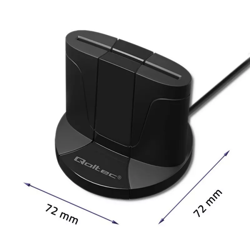 Qoltec 50632 USB 2.0 juodas kortelių skaitytuvas su 1 m laidu
