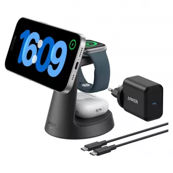 Belaidė 3-in-1 įkrovimo stotelė Anker MagGo B25M4G11 — stovas iPhone, AirPods ir Apple Watch