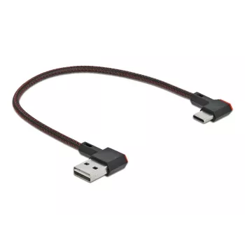 USB laidas DeLOCK EASY-USB 2.0 Type-A kištukas į Type-C kištuką kampuotas 0,2 m juodas
