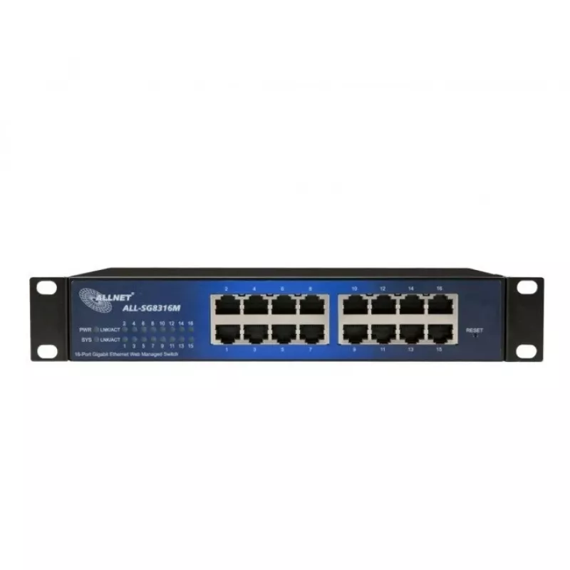 Valdomas jungiklis ALLNET 112534 L2 Gigabit Ethernet 16 prievadų 19U Juodas