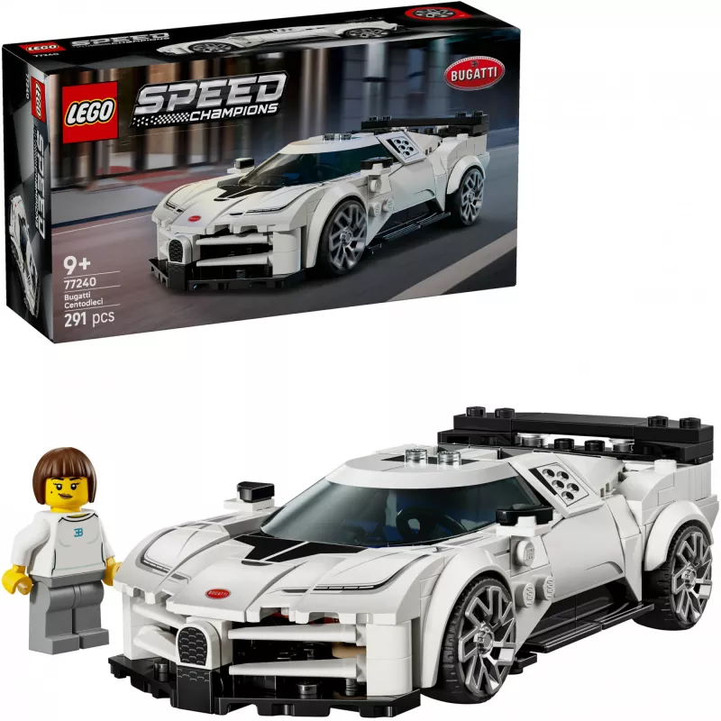 LEGO konstruktorius Bugatti Centodieci Speed Champions 77240 – 291 detalė, 1 minifigūrėlė, nuo 9 metų