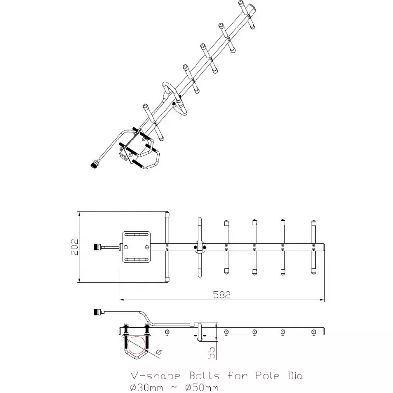 Kryptinė Yagi antena ALLNET ANT-868-10dbi-Yagi 868 MHz, 10 dBi, N-moteriška