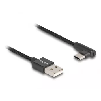 DeLOCK USB 2.0 laidas Type-A vyriškas į USB Type-C vyrišką kampu 0,5 m juodas