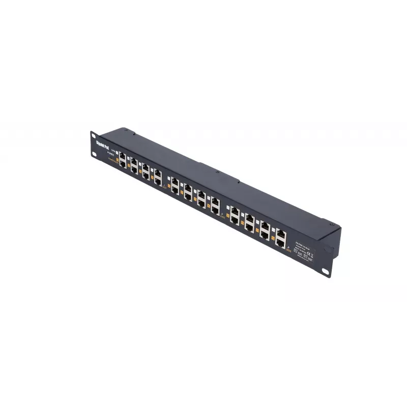 Extralink Gigabit PoE Injektorius 12 prievadų 12x 1000Mb/s RJ45, montavimui į stelažą