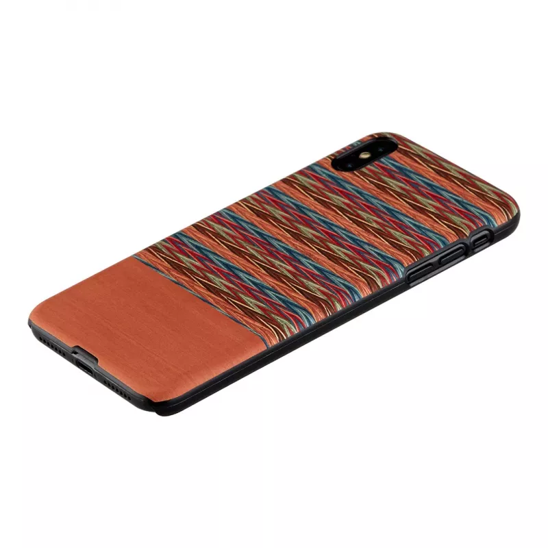 Dėklas iPhone XS Max man and wood rudas languotas su juodu apvadu