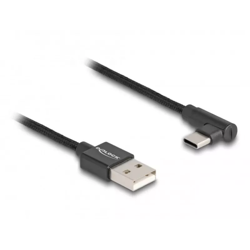 DeLOCK USB 2.0 laidas Type-A vyriškas į USB Type-C vyrišką kampu 0,5 m juodas