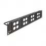 DeLOCK 88195 D tipo 19 colių skirstomasis skydas su 4 plokštėmis, 16 prievadų, 2U, juodas