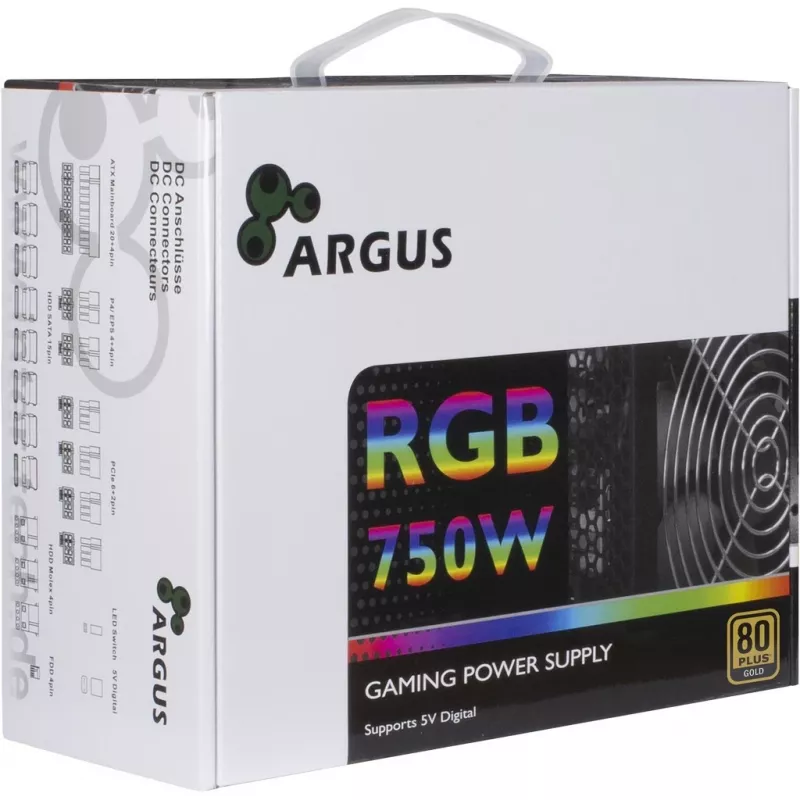 Inter-Tech Argus RGB-750W CM II maitinimo blokas 20+4 pin ATX ATX Juodas