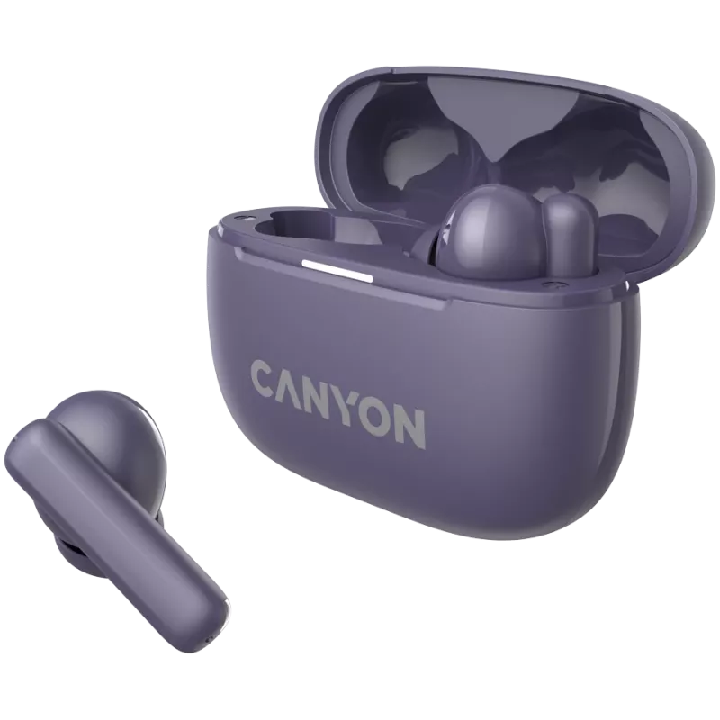 Canyon CNS-TWS10PL Ausinės ir ausinių rinkinys Tikras belaidis stereogarsas (TWS) Į ausį Skambučiai/muzika/sportas/kasdienis naudojimas USB Type-C Bluetooth Violetinė (CNS-TWS10PL)