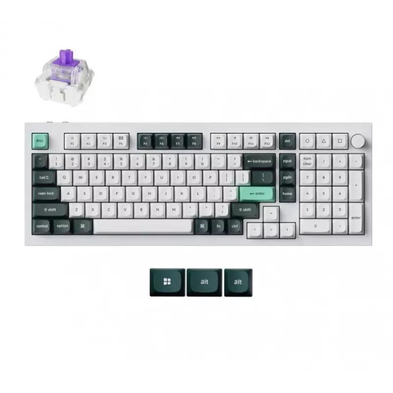 Mechaninė belaidė klaviatūra Keychron Q5 HE QMK RGB White Shell, karštai keičiama, 96% kompaktiškas išdėstymas