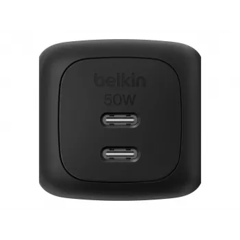Vidinis AC greitasis įkroviklis Belkin WCH019kqBK — 2× USB‑C, juodas, OVP/OC/OT/SC apsauga