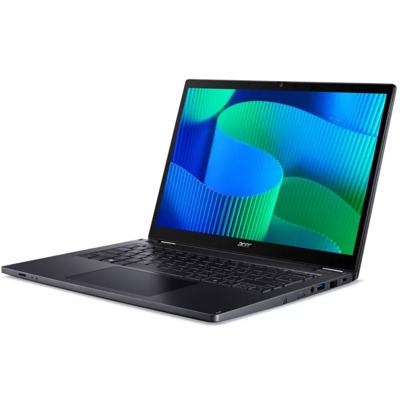 Konvertuojamas nešiojamas kompiuteris Acer TravelMate TMP414RN-54-TCO-5496 — Intel Core Ultra 5 125U, 14 colių WUXGA liečiamas ekranas, 16 GB DDR5, 512 GB SSD, Windows 11 Pro, Mėlyna