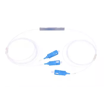 Extralink Splitter 1:2 PLC SC/UPC 900µm su 1,5 m kabeliu (mėlyna/balta, PVC)