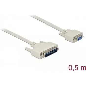 Serijinis adapterio kabelis DELOCK 86909, D-Sub 25 kištukas į D-Sub 9 lizdą, smėlio spalvos, 0,5 m
