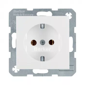 Kištukinis lizdas Type F Berker 47438989, baltas, duroplast korpusas, 250V 16A, IP20, gylis 32 mm