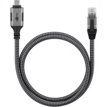 Goobay 70755 USB-C į RJ45 Ethernet CAT 6 laidas stabiliai laidinei interneto jungčiai su maršrutizatoriumi / modemu / tinklo jungikliu / pakeičia USB į RJ45 adapterį / 1