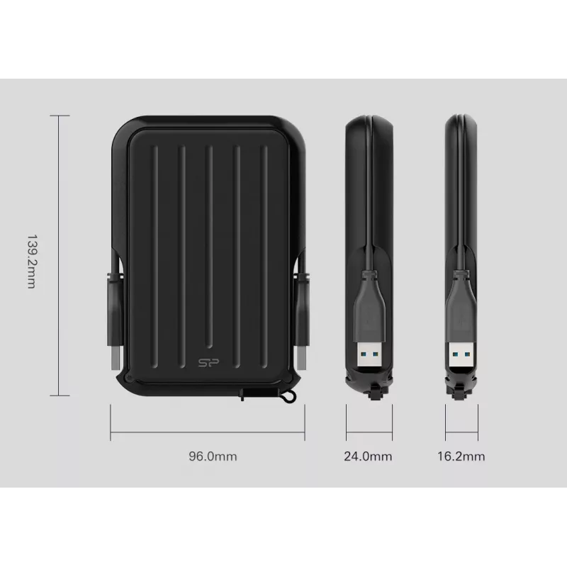 Išorinis kietasis diskas Silicon Power 5TB USB 3.2 Gen 1 (Type-A) A66, maitinamas per USB, LED, atsparus vandeniui