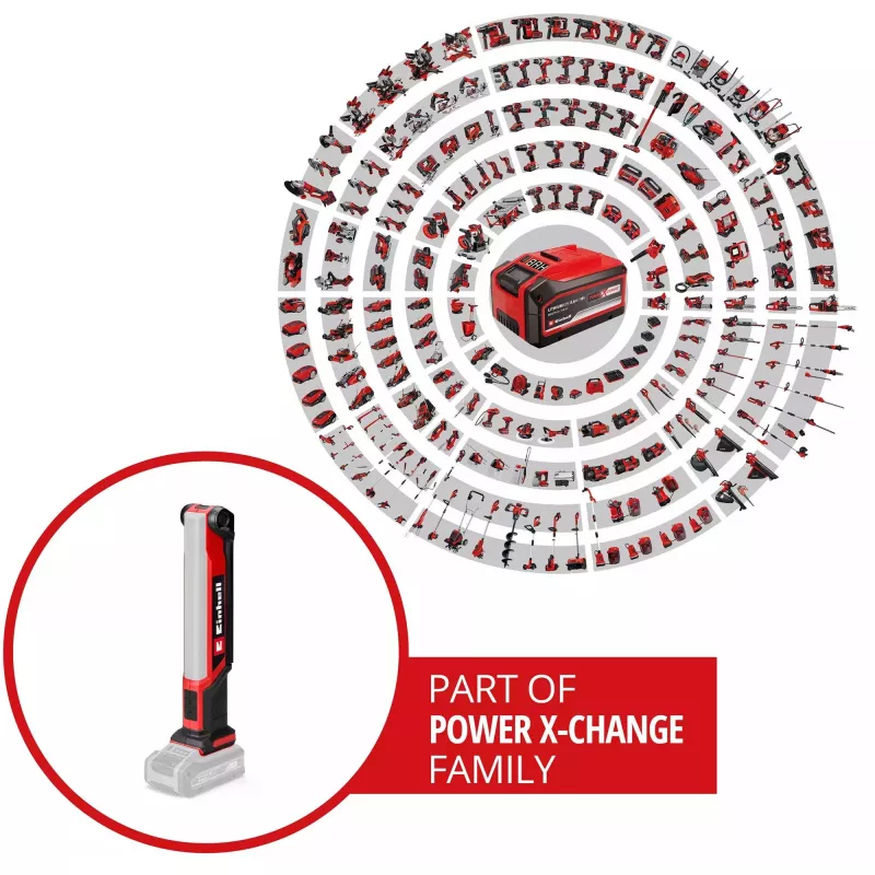 Belaidis žibintas Power X-Change TE-CL 18/1000 S Li - Solo, 18V, LED šviesa raudona, be akumuliatoriaus ir įkroviklio