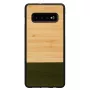 Dėklas Samsung Galaxy S10 Plus iš medžio ir polikarbonato – bambuko miškas juodas